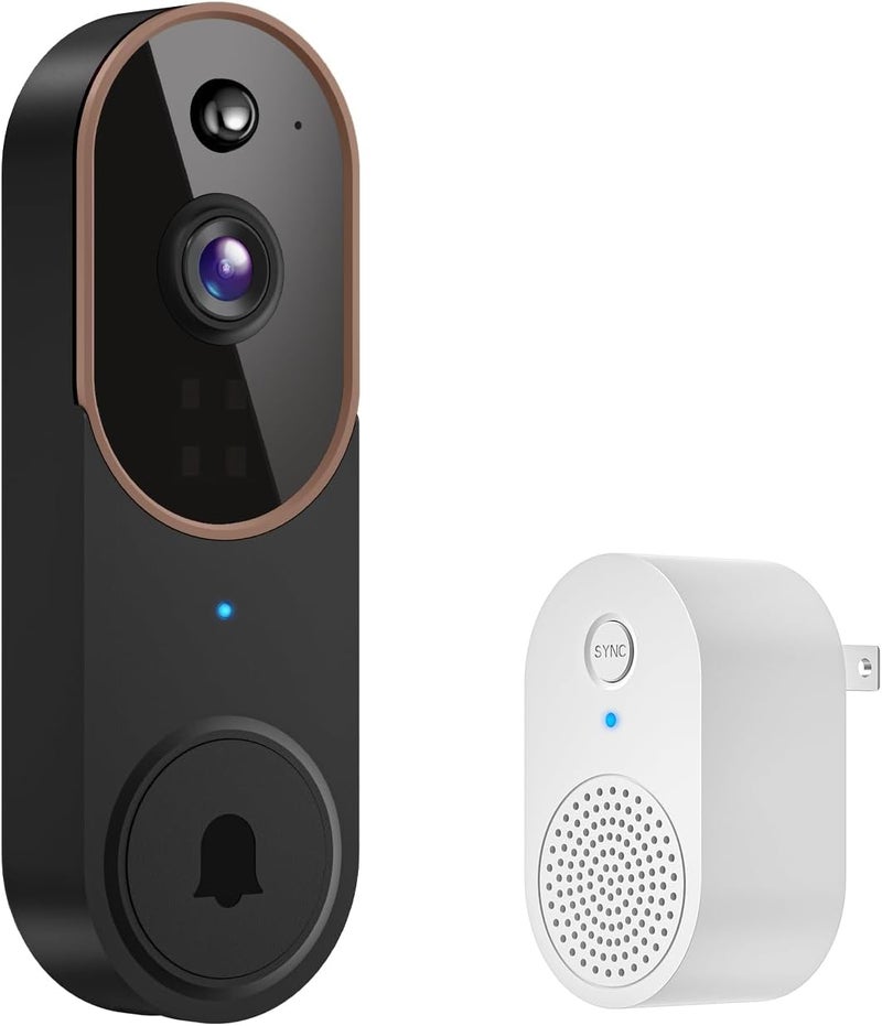 GridTera 1080p Wireless Video Doorbell Camera, AI Human Detection, Live View, Night Vision, Cloud Storage, 2.4G WiFi, Battery Powered, Indoor Outdoor Surveillance (Comes with Doorbell Receiver) - Image 1